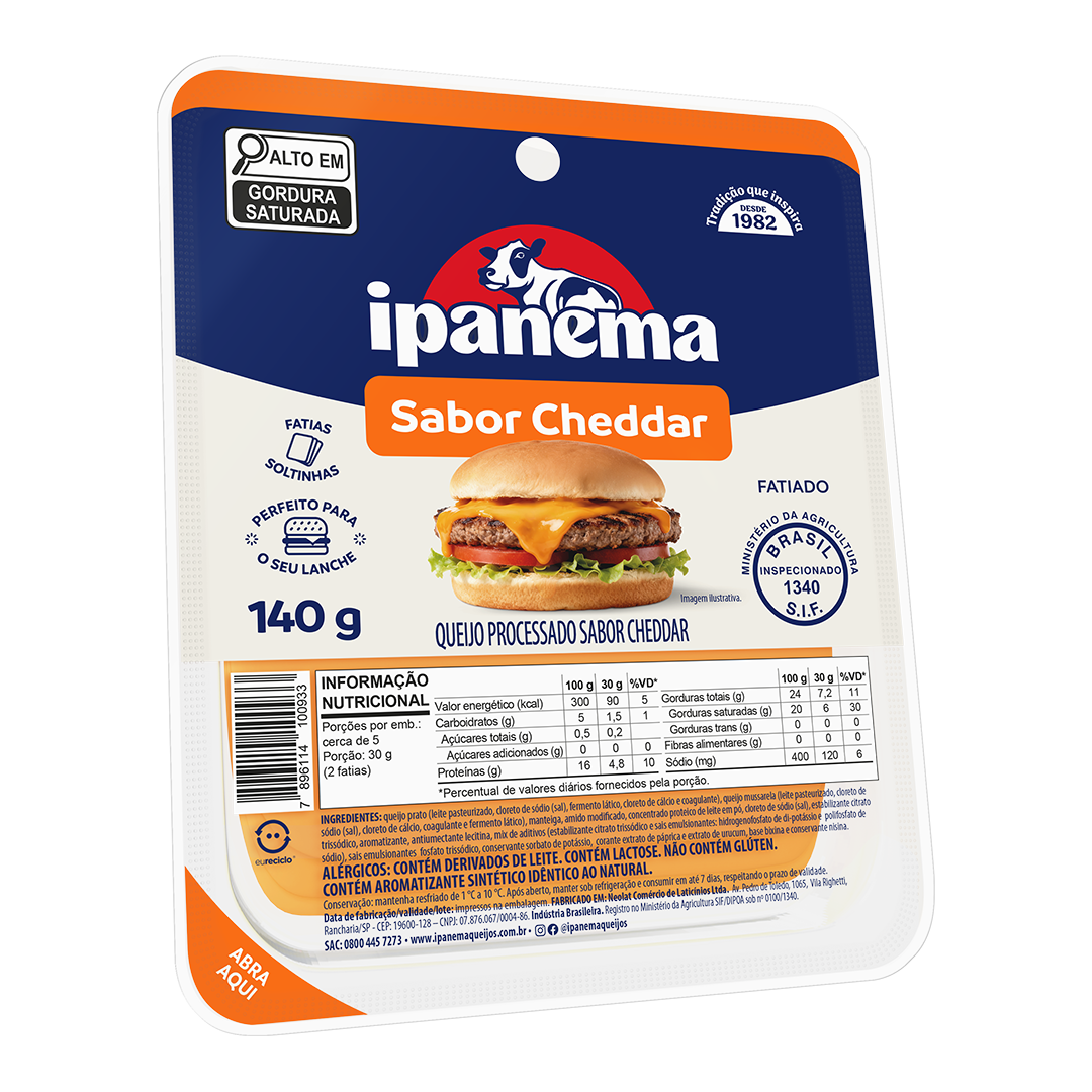 Cheddar Ipanema Fatiado 140g | Caixa com 21 unidades