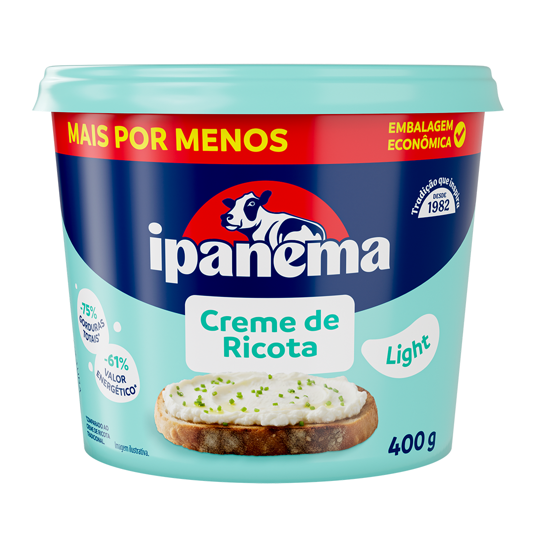 Creme De Ricota Light Ipanema Pote 400g | Caixa com 12 unidades