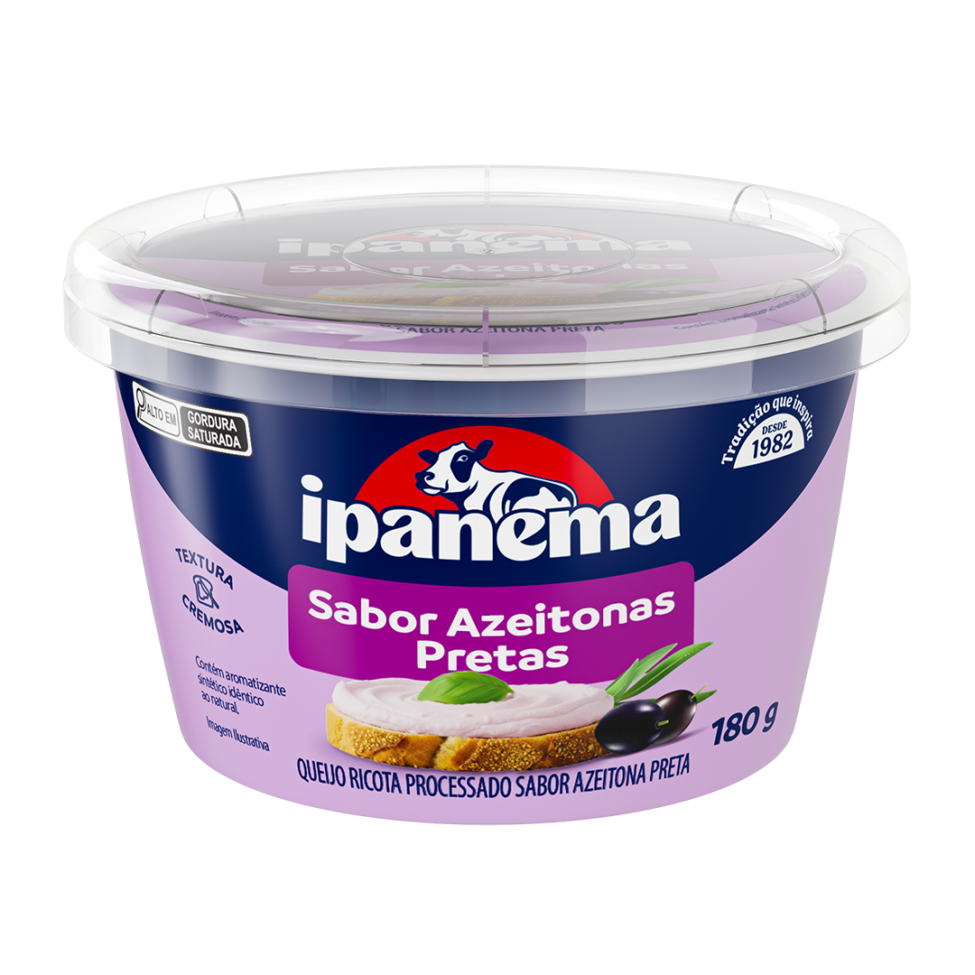 Ricota Sabor Azeitona Preta Ipanema Pote 180g | Caixa com 18 unidades