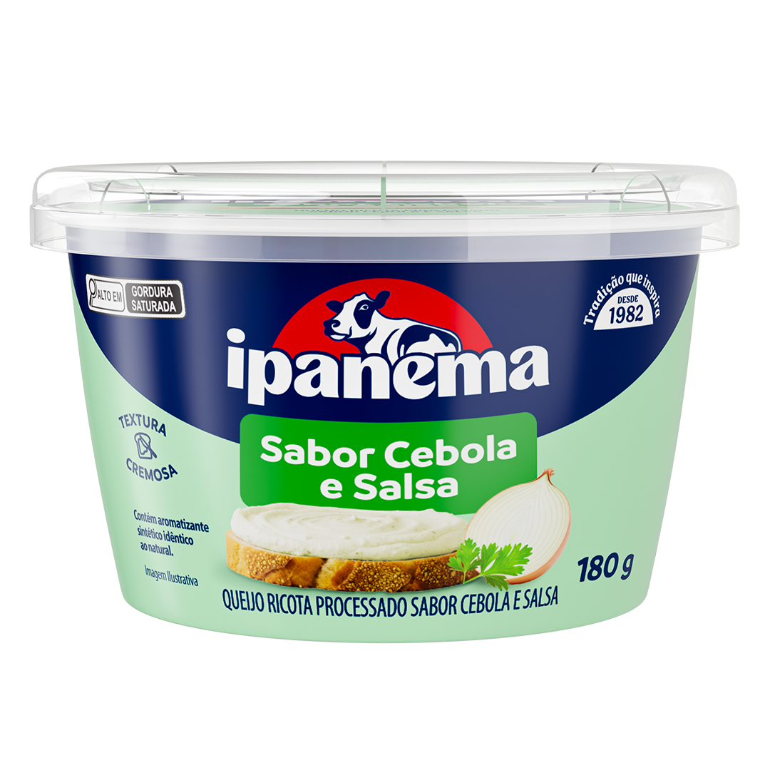 Ricota Sabor Cebola e Salsa Ipanema Pote 180g | Caixa com 18 unidades
