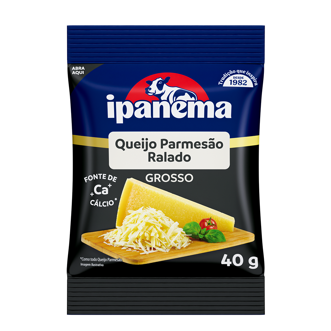 Queijo Parmesao Ralado Grosso Preto Ipanema 40g | Caixa com 25 unidades