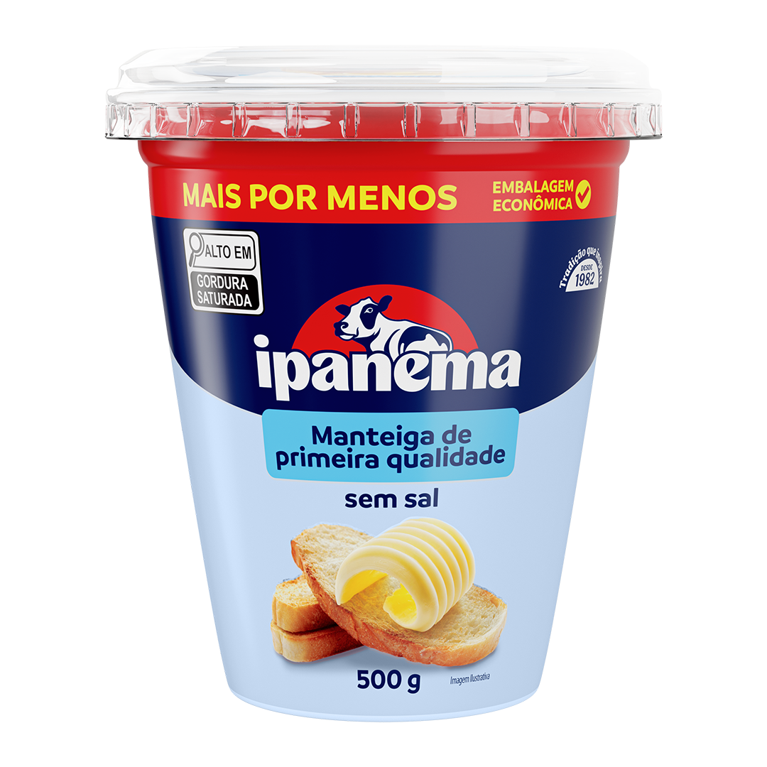 Manteiga S/ Sal Ipanema Pote 500g | Caixa com 12 unidades