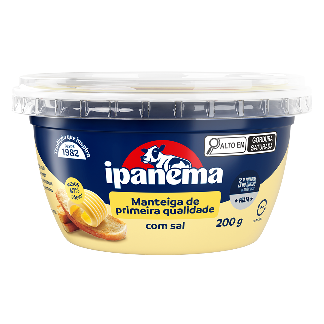 Manteiga C/ Sal Ipanema Pote 200g | Caixa com 18 unidades