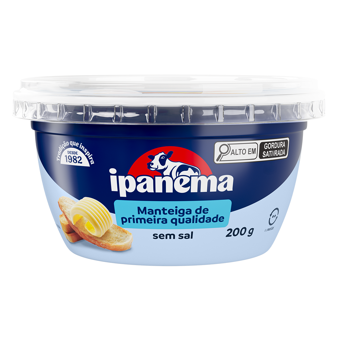 Manteiga S/ Sal Ipanema Pote 200g | Caixa com 18 unidades