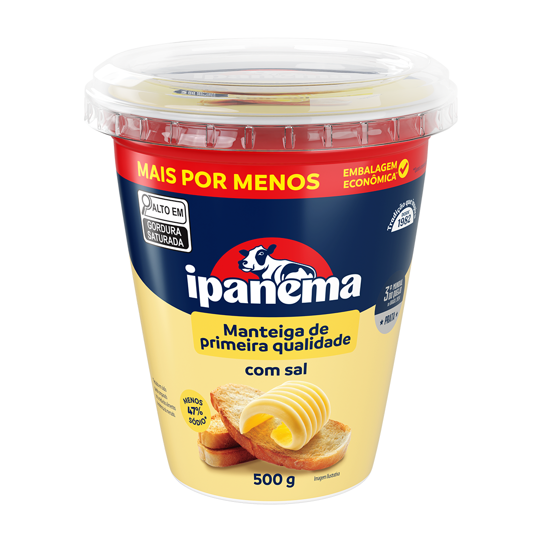 Manteiga C/ Sal Ipanema Pote 500g | Caixa com 12 unidades
