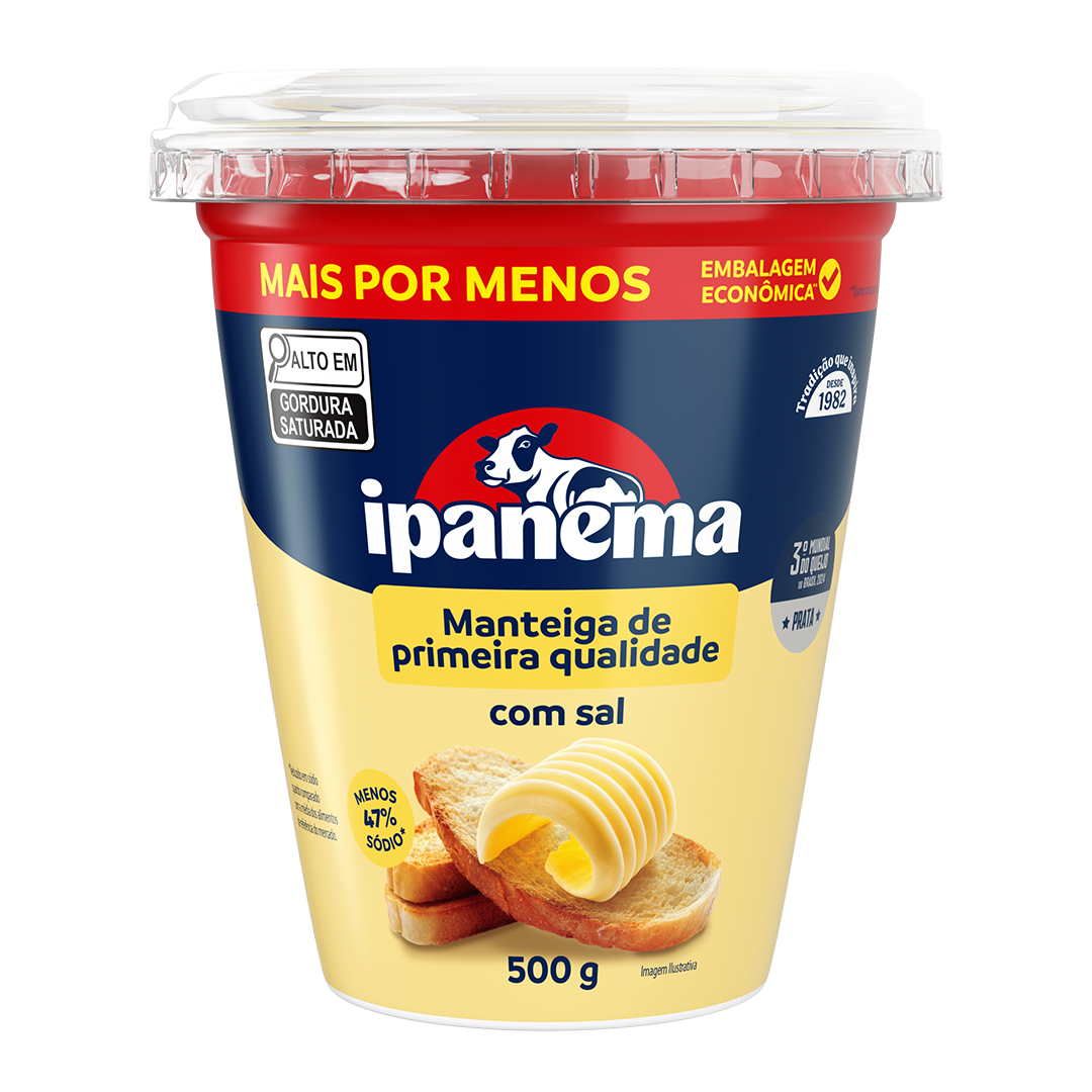Manteiga C/ Sal Ipanema Pote 500g | Caixa com 12 unidades
